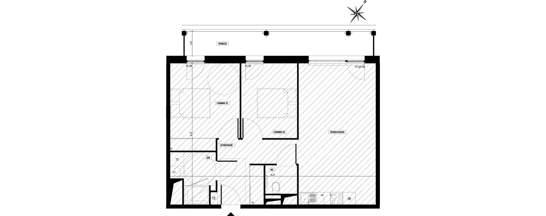 Appartement T3 meubl&eacute; de 62,90 m2 &agrave; Toulouse Argoulets