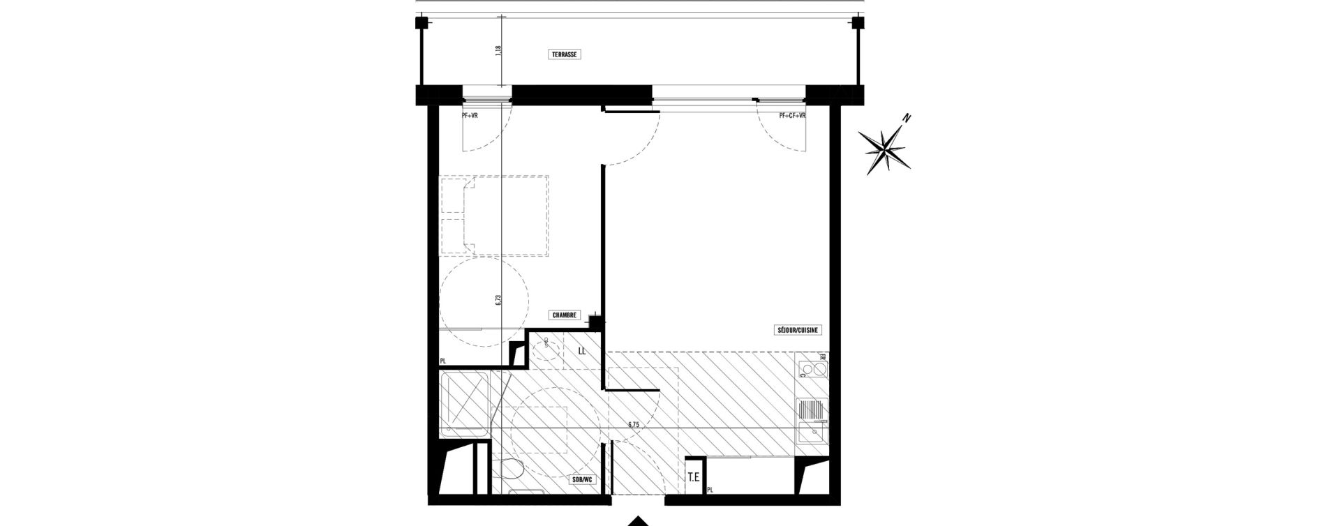 Appartement T2 meubl&eacute; de 43,50 m2 &agrave; Toulouse Argoulets