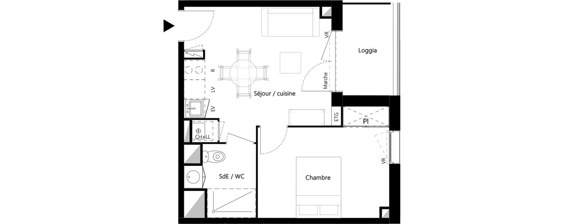 Appartement T2 de 34,37 m2 &agrave; Toulouse Minimes