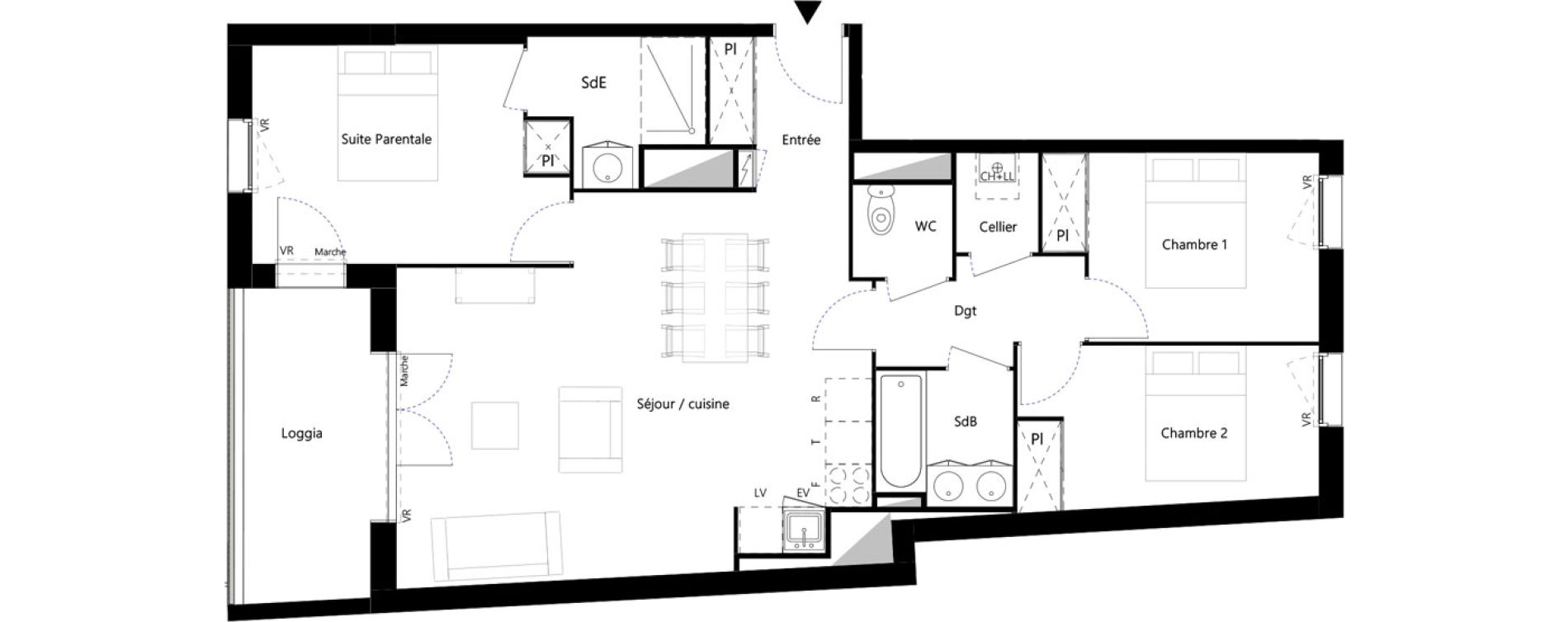 Appartement T4 de 82,48 m2 &agrave; Toulouse Minimes