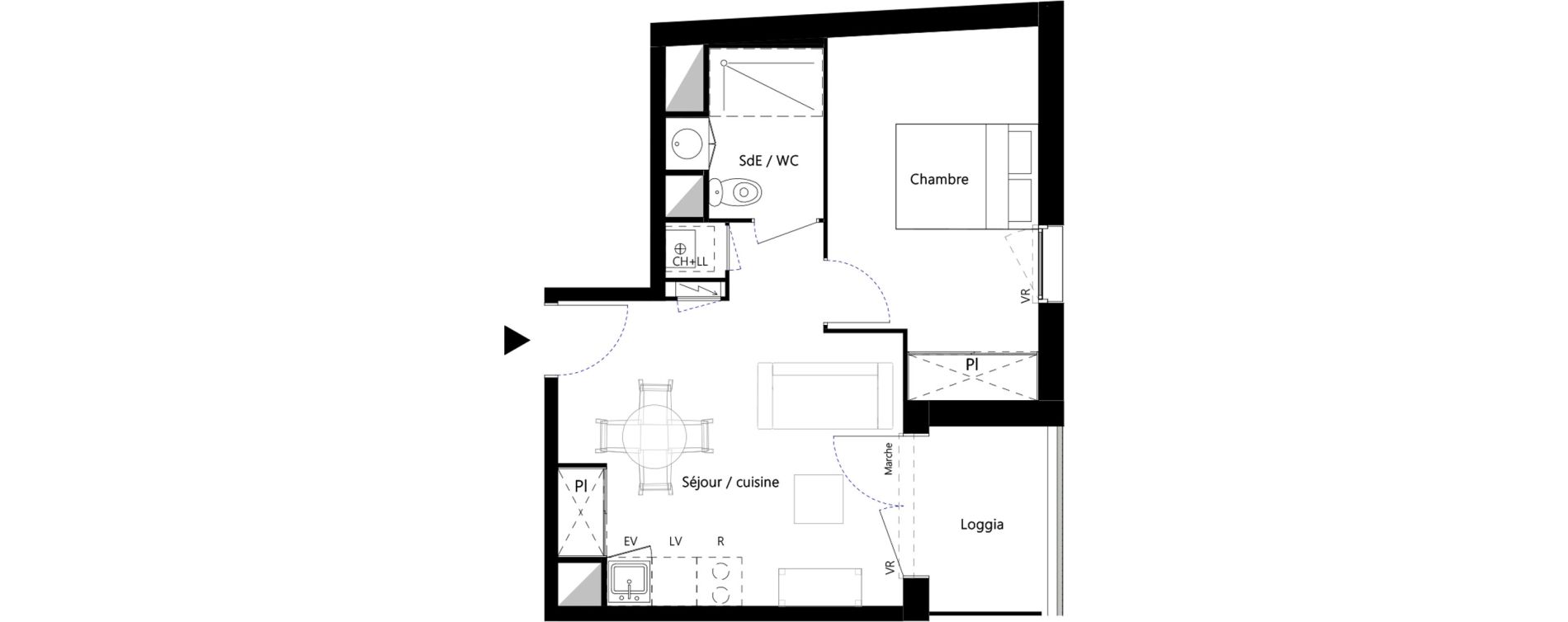 Appartement T2 de 36,42 m2 &agrave; Toulouse Minimes