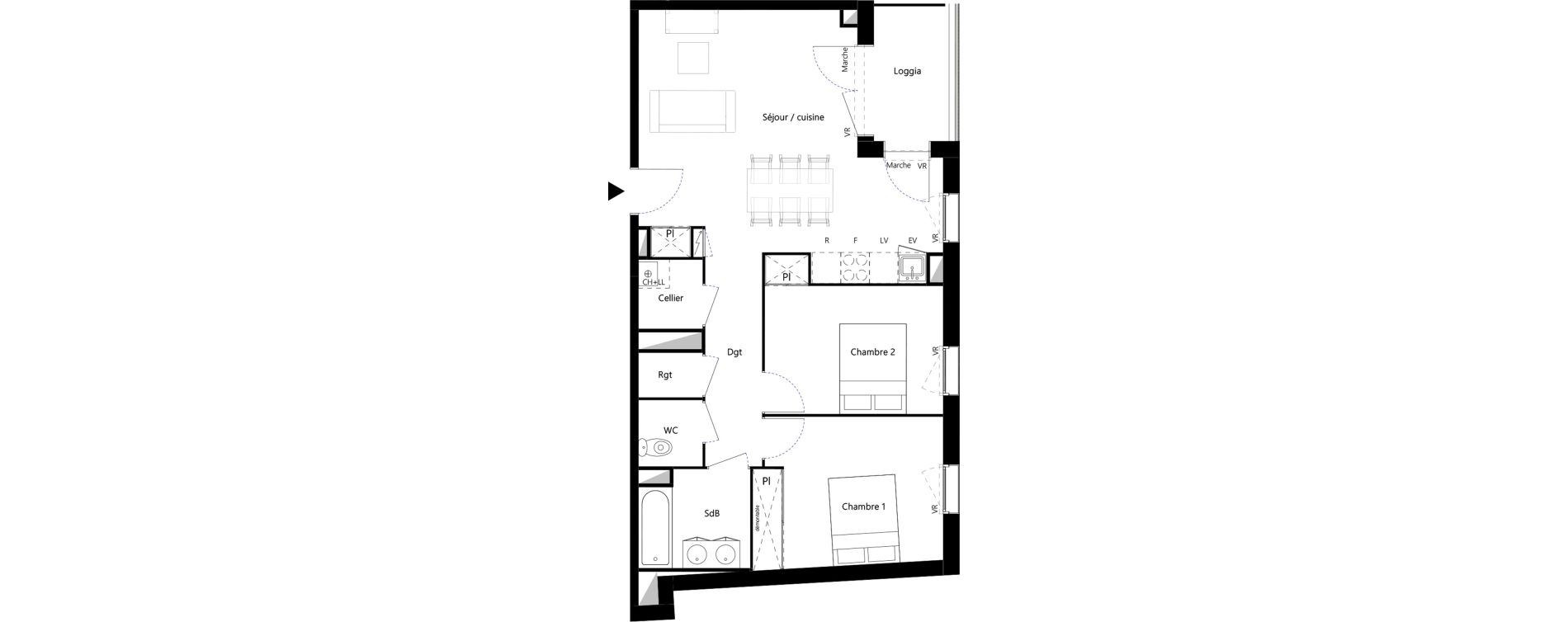 Appartement T3 de 66,39 m2 &agrave; Toulouse Minimes