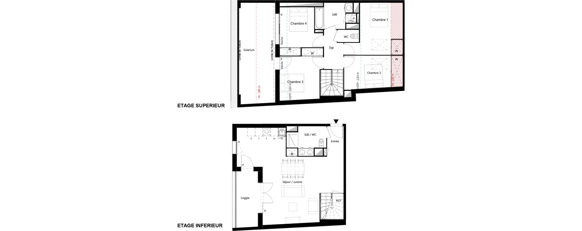 Duplex T5 de 103,84 m2 &agrave; Toulouse Minimes