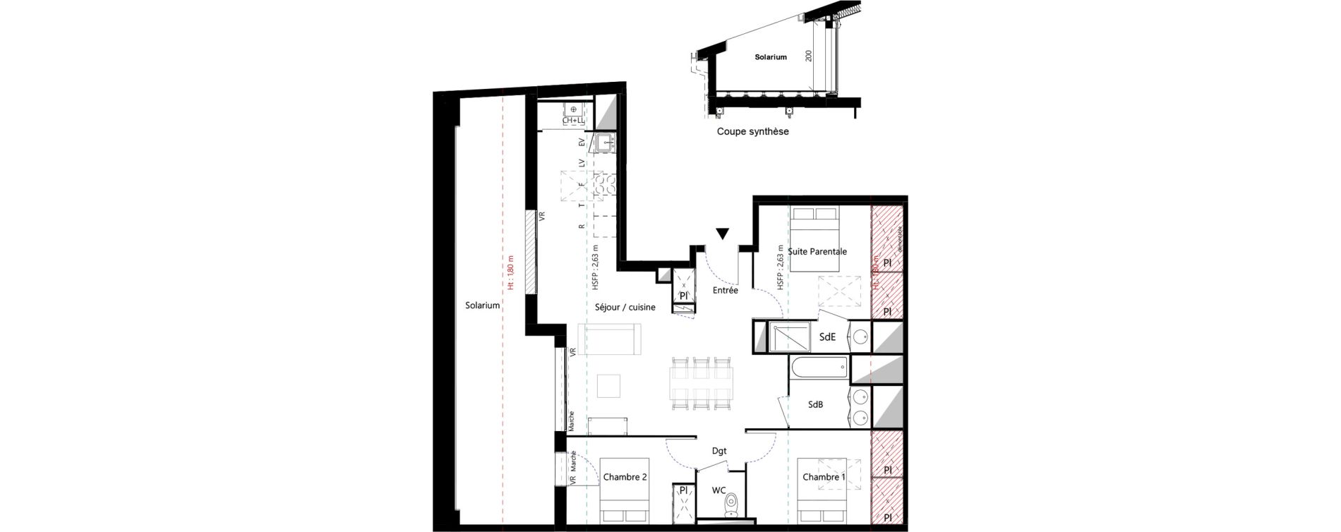 Appartement T4 de 79,11 m2 &agrave; Toulouse Minimes