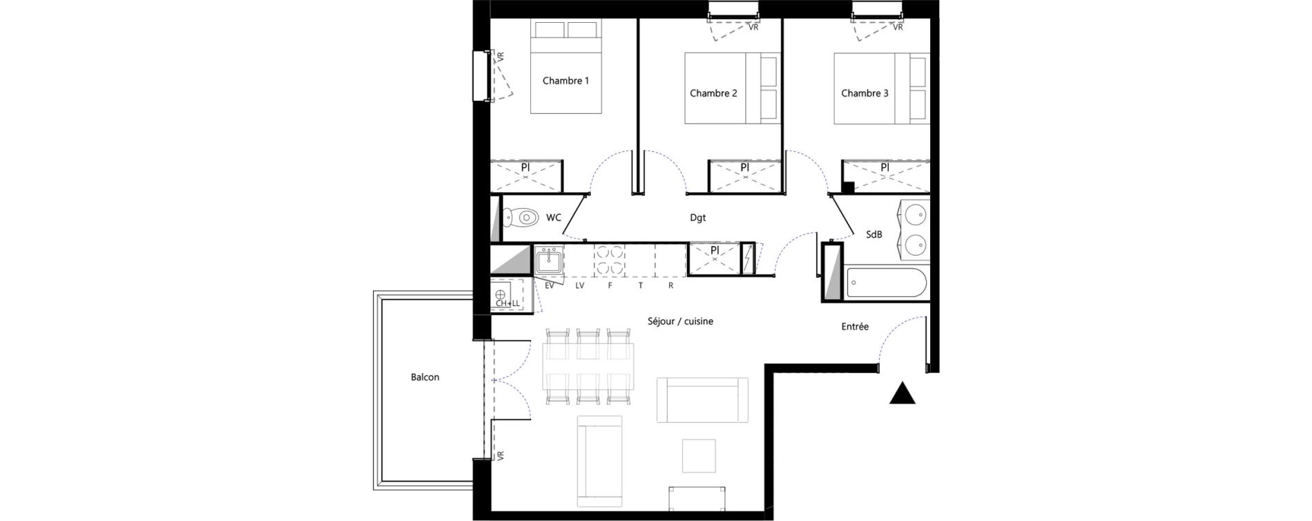Appartement T4 de 72,10 m2 &agrave; Toulouse Minimes