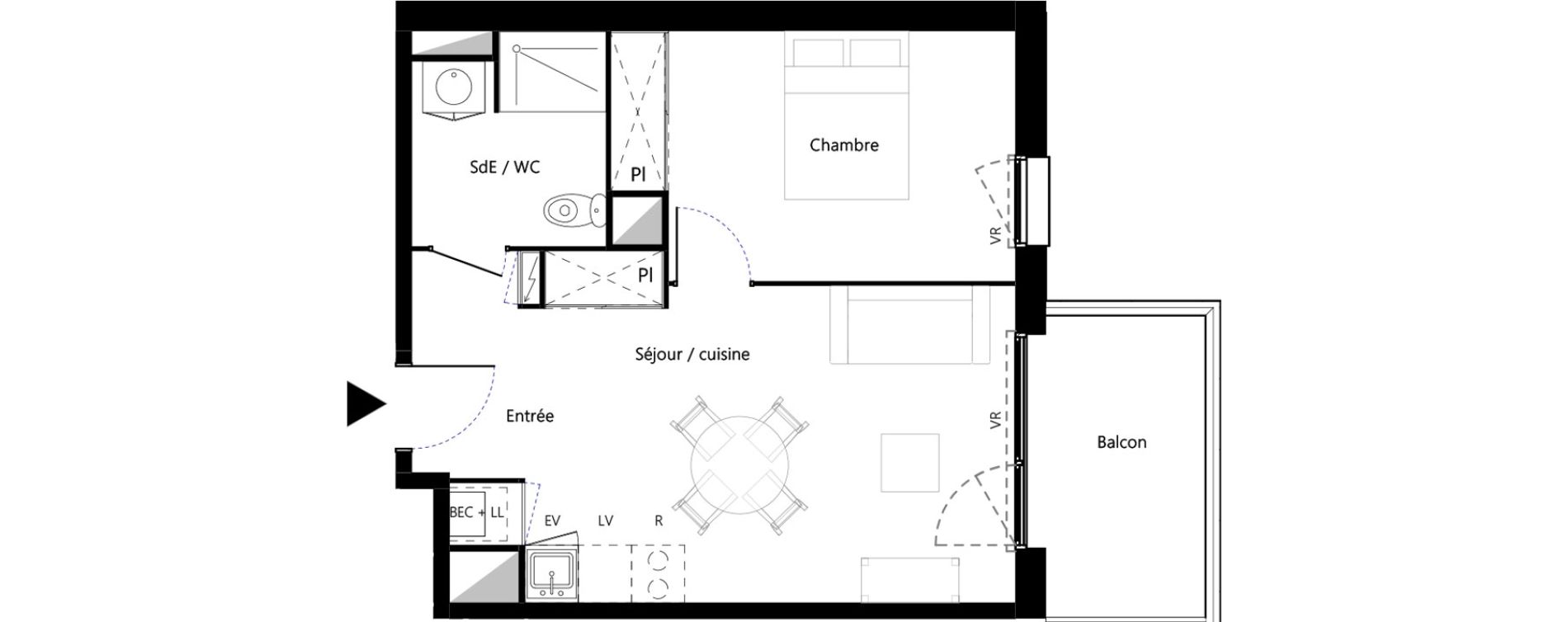 Appartement T2 de 41,11 m2 &agrave; Toulouse Minimes