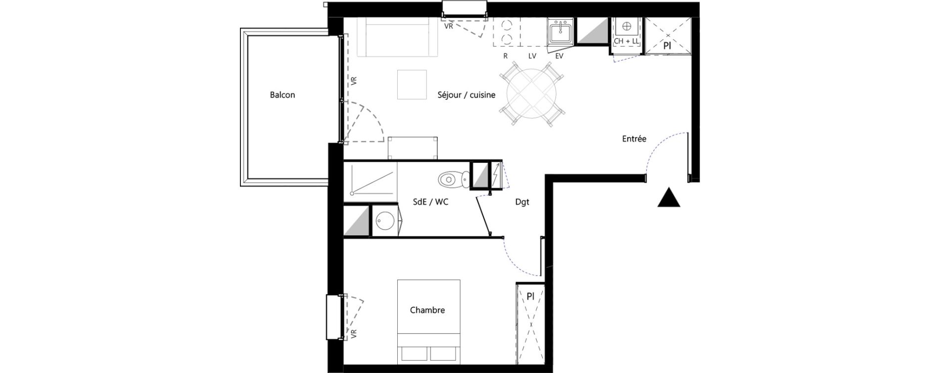 Appartement T2 de 44,39 m2 &agrave; Toulouse Minimes