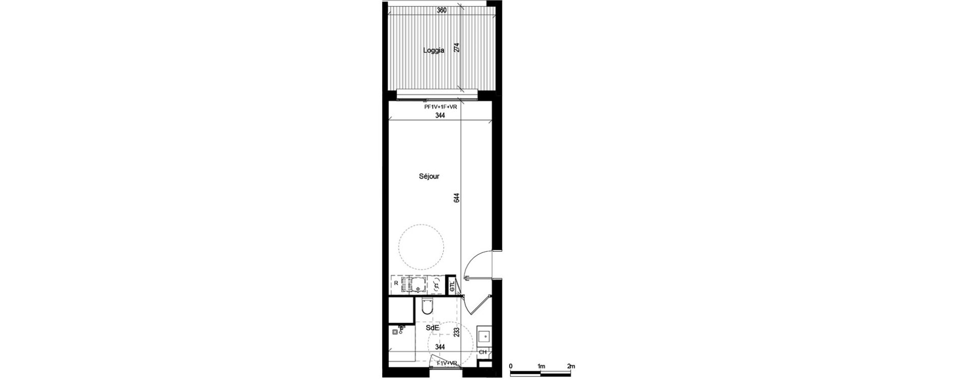 Appartement T1 de 29,12 m2 &agrave; Toulouse Lardenne