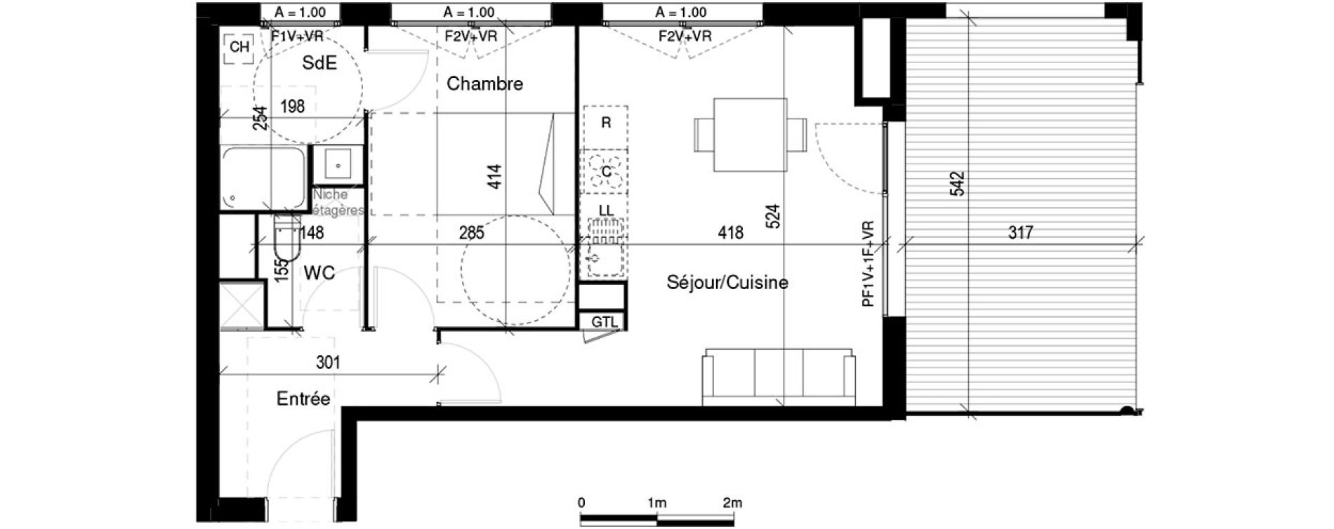 Appartement T2 de 47,84 m2 &agrave; Toulouse Lardenne