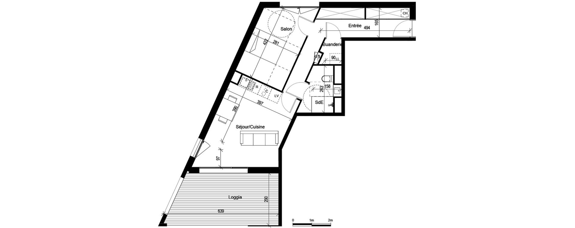 Appartement T2 de 49,99 m2 &agrave; Toulouse Lardenne