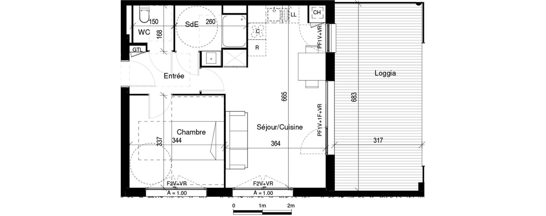 Appartement T2 de 45,95 m2 &agrave; Toulouse Lardenne