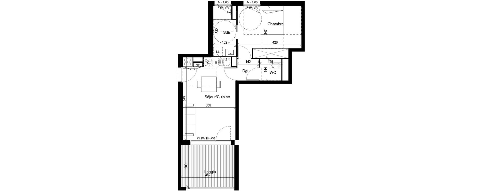 Appartement T2 de 41,65 m2 &agrave; Toulouse Lardenne