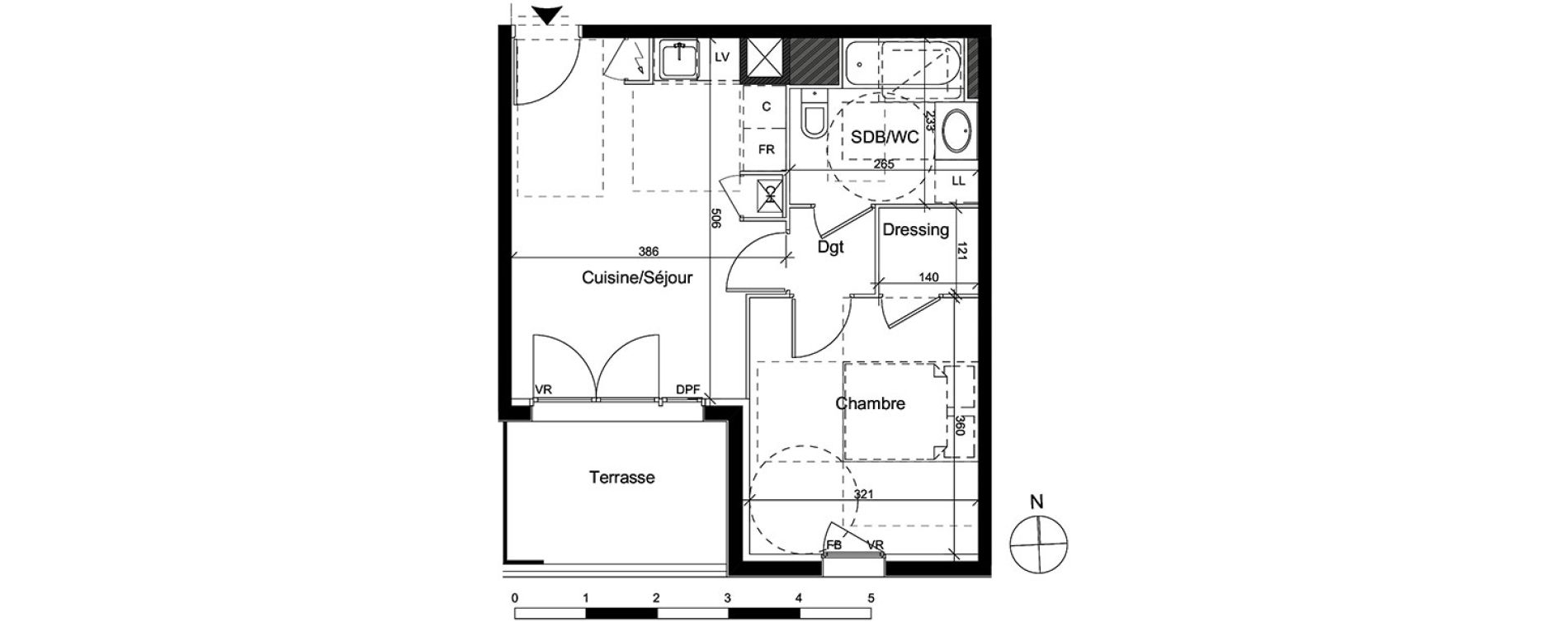 Appartement T2 de 38,07 m2 &agrave; Toulouse Trois cocus