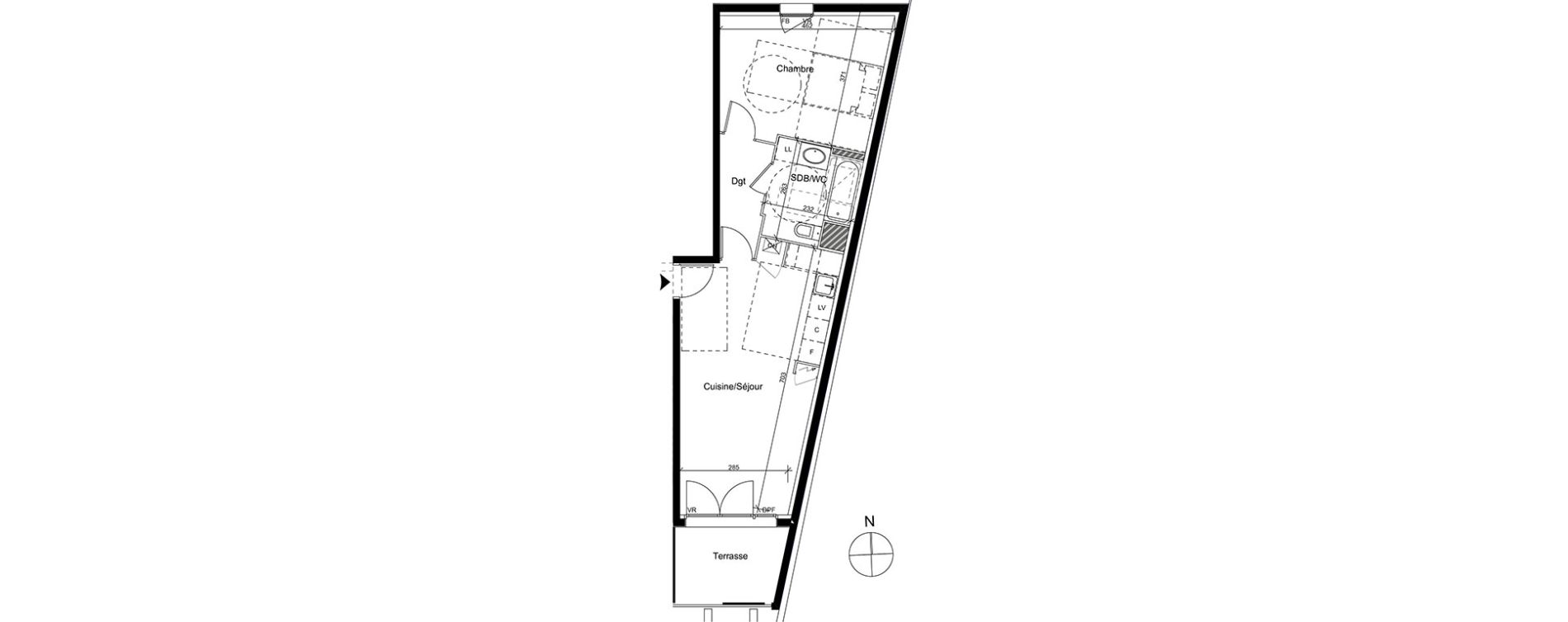 Appartement T2 de 47,83 m2 &agrave; Toulouse Trois cocus