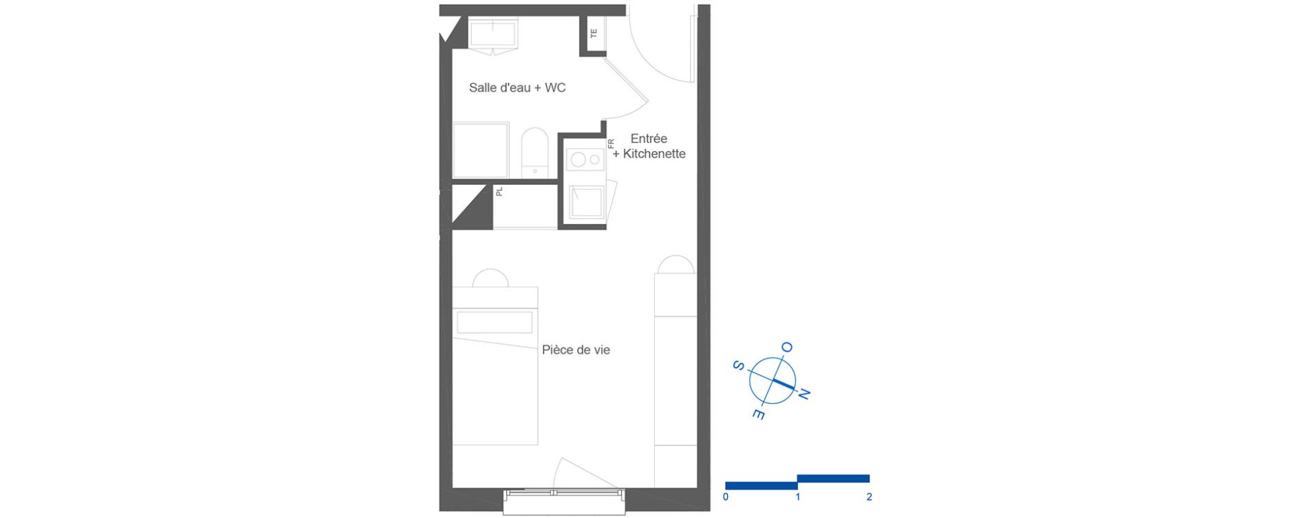 Appartement T1 de 21,65 m2 &agrave; Toulouse La c&eacute;pi&egrave;re