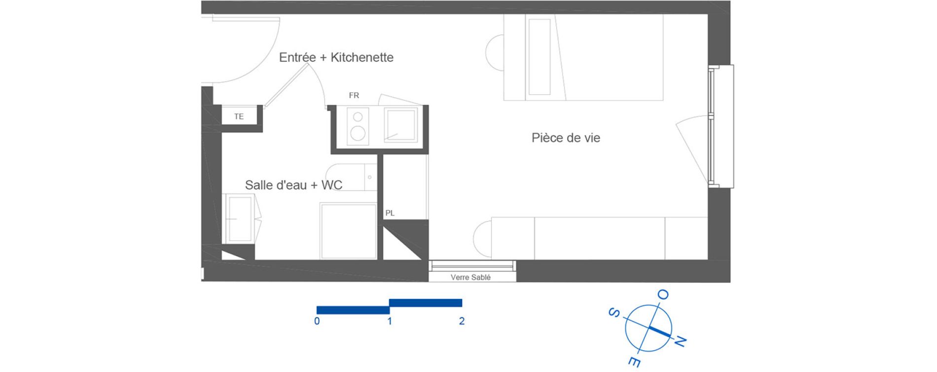 Appartement T1 de 22,20 m2 &agrave; Toulouse La c&eacute;pi&egrave;re