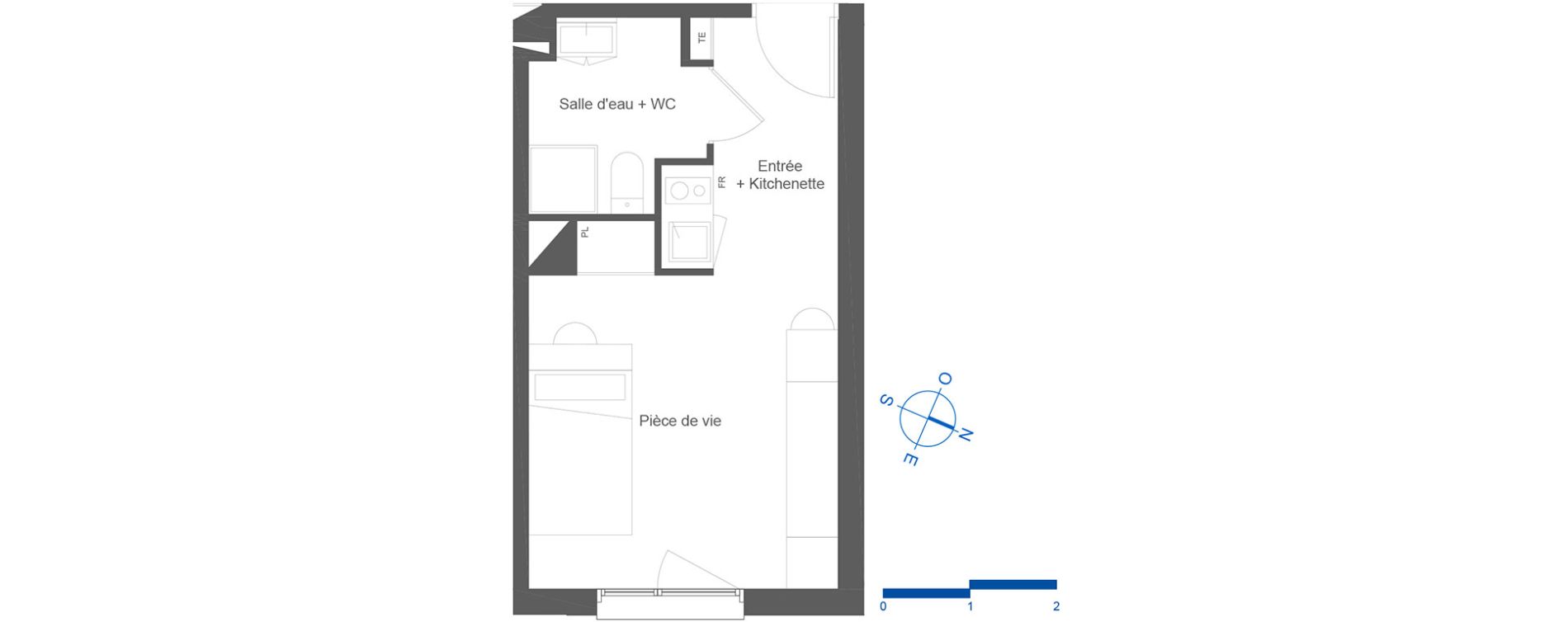 Appartement T1 de 22,62 m2 &agrave; Toulouse La c&eacute;pi&egrave;re