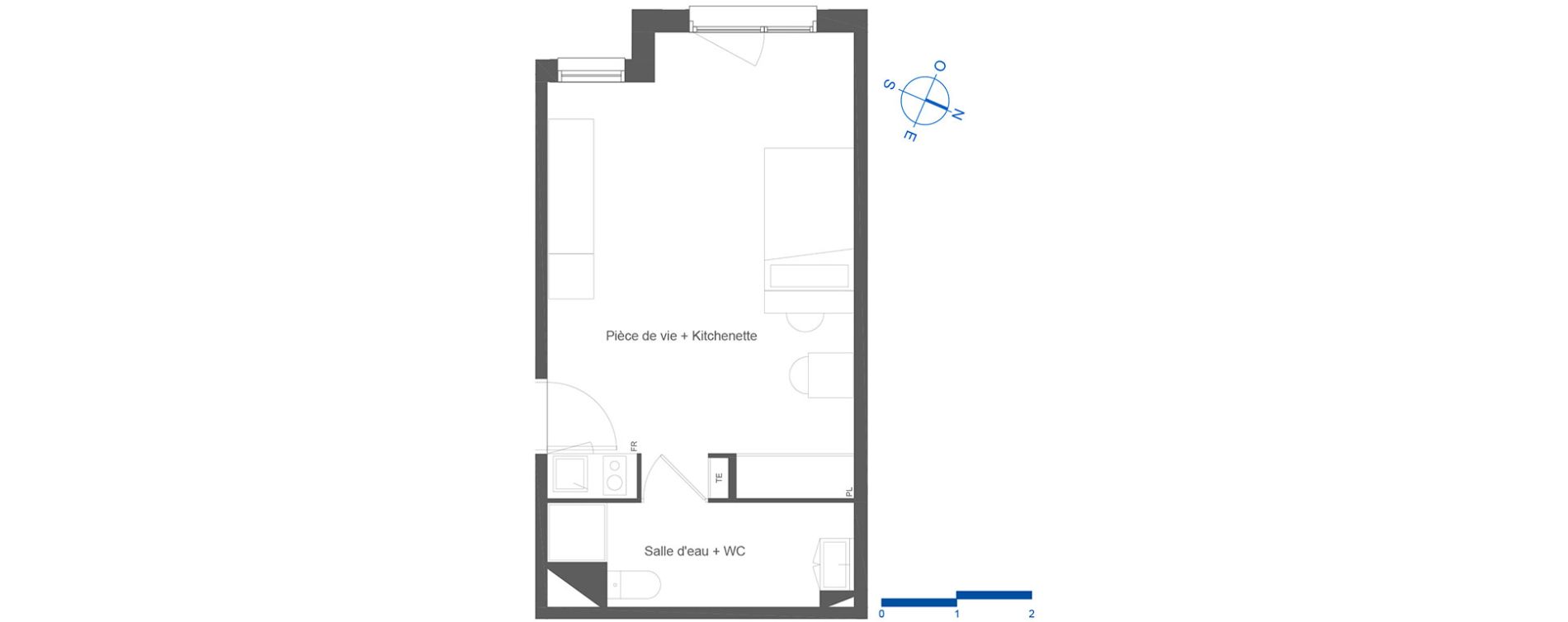 Appartement T1 de 29,65 m2 &agrave; Toulouse La c&eacute;pi&egrave;re