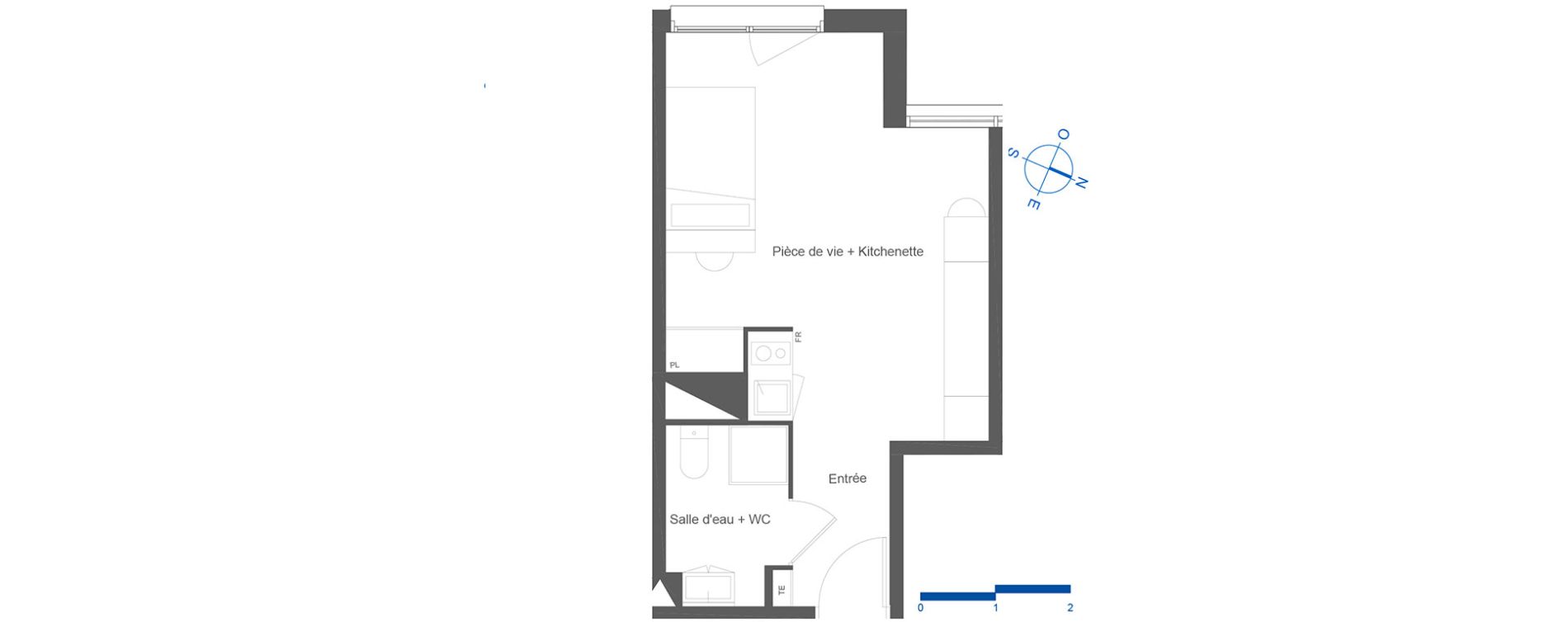 Appartement T1 de 27,30 m2 &agrave; Toulouse La c&eacute;pi&egrave;re