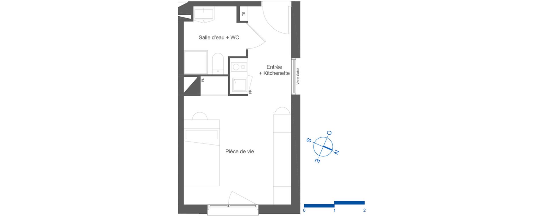 Appartement T1 de 22,80 m2 &agrave; Toulouse La c&eacute;pi&egrave;re
