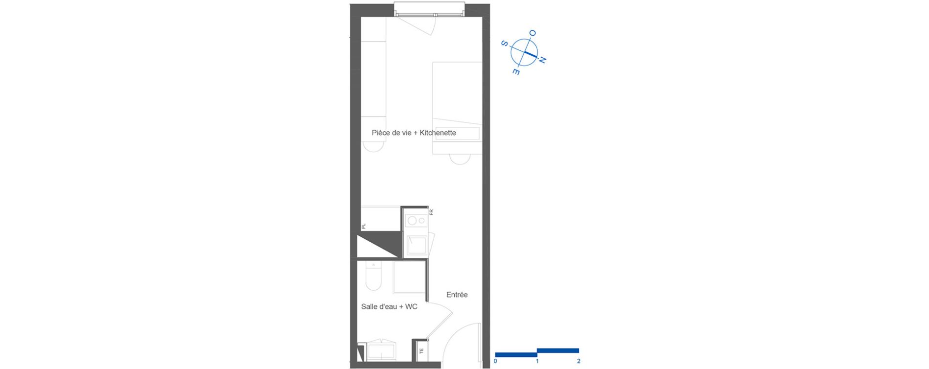 Appartement T1 de 23,40 m2 &agrave; Toulouse La c&eacute;pi&egrave;re