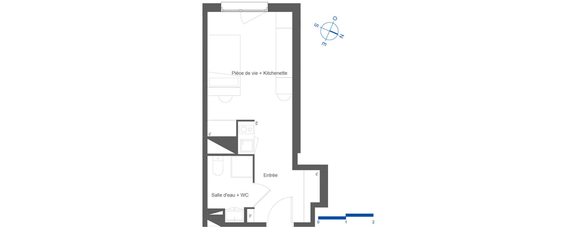 Appartement T1 de 24,05 m2 &agrave; Toulouse La c&eacute;pi&egrave;re