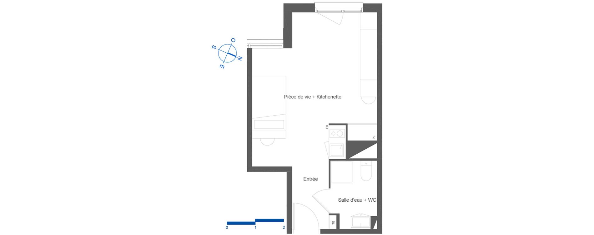 Appartement T1 de 27,80 m2 &agrave; Toulouse La c&eacute;pi&egrave;re