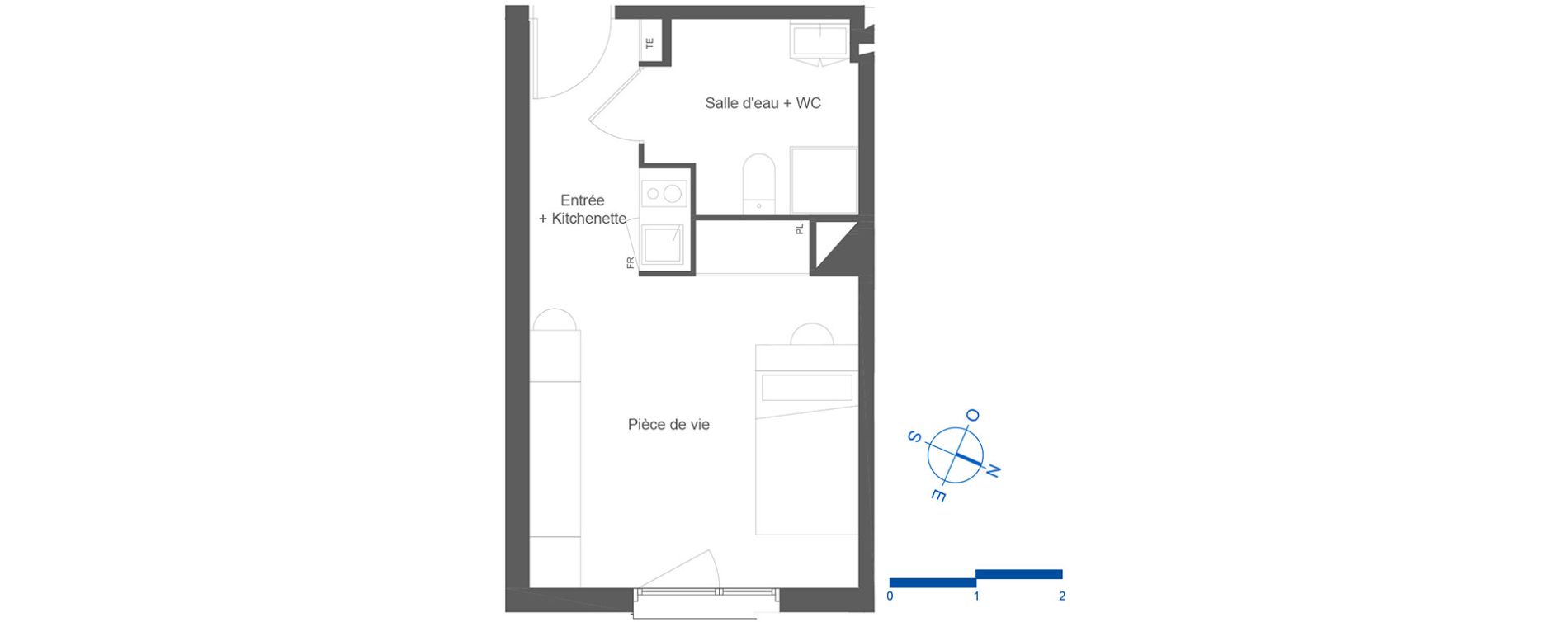 Appartement T1 de 24,55 m2 &agrave; Toulouse La c&eacute;pi&egrave;re