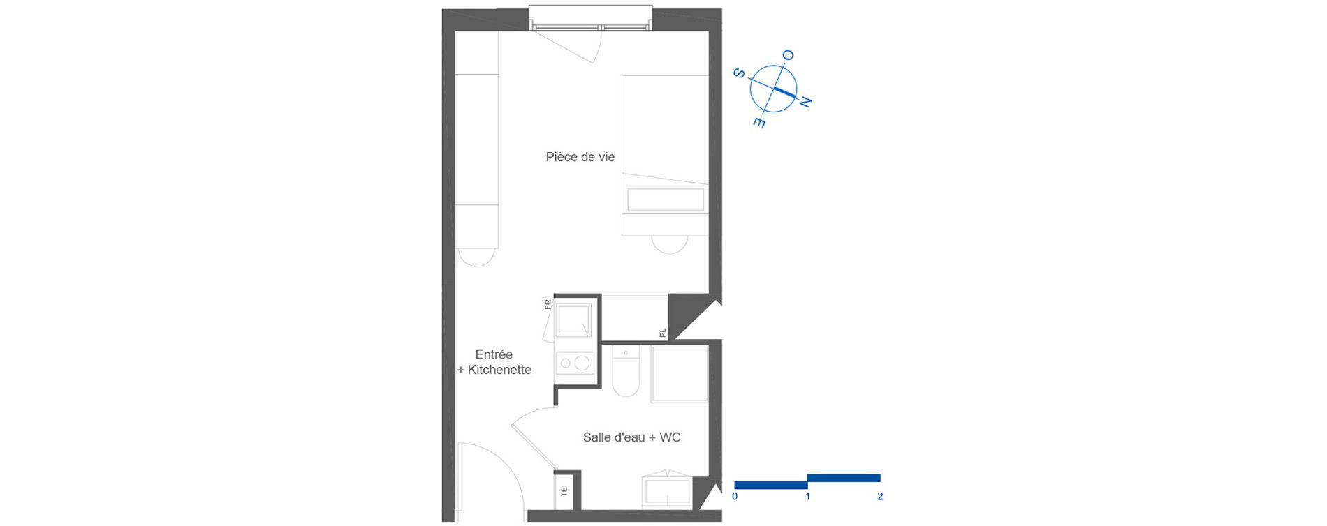 Appartement T1 de 22,30 m2 &agrave; Toulouse La c&eacute;pi&egrave;re