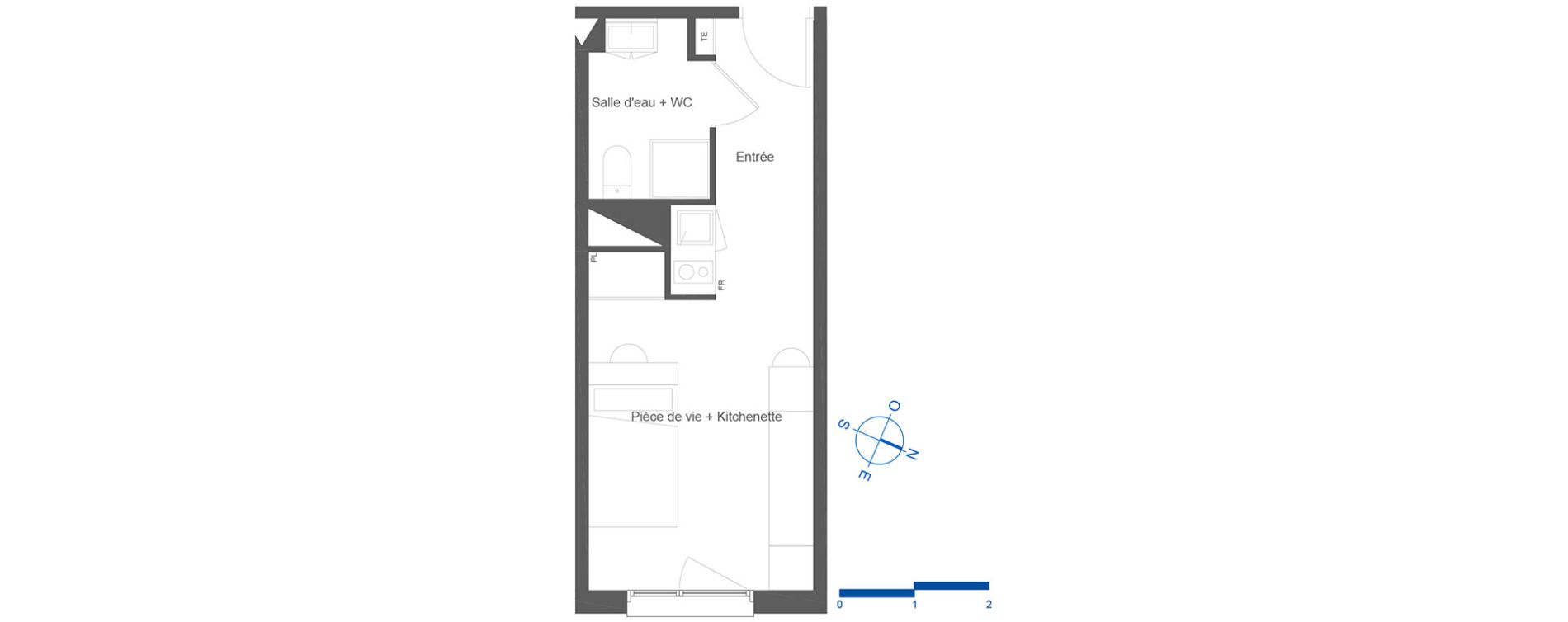 Appartement T1 de 21,60 m2 &agrave; Toulouse La c&eacute;pi&egrave;re