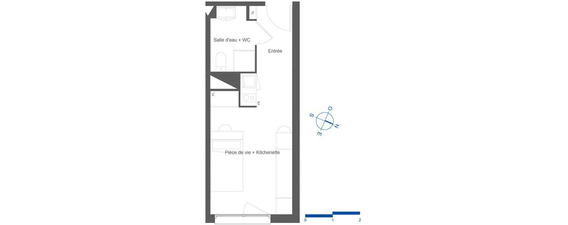 Appartement T1 de 22,00 m2 &agrave; Toulouse La c&eacute;pi&egrave;re