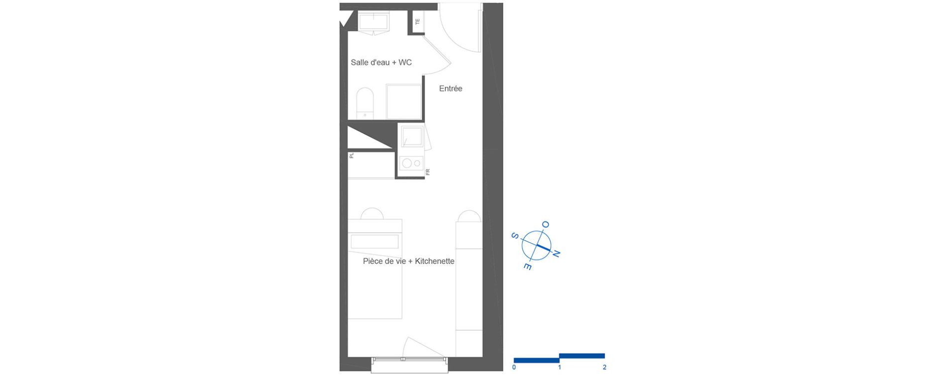 Appartement T1 de 21,85 m2 &agrave; Toulouse La c&eacute;pi&egrave;re