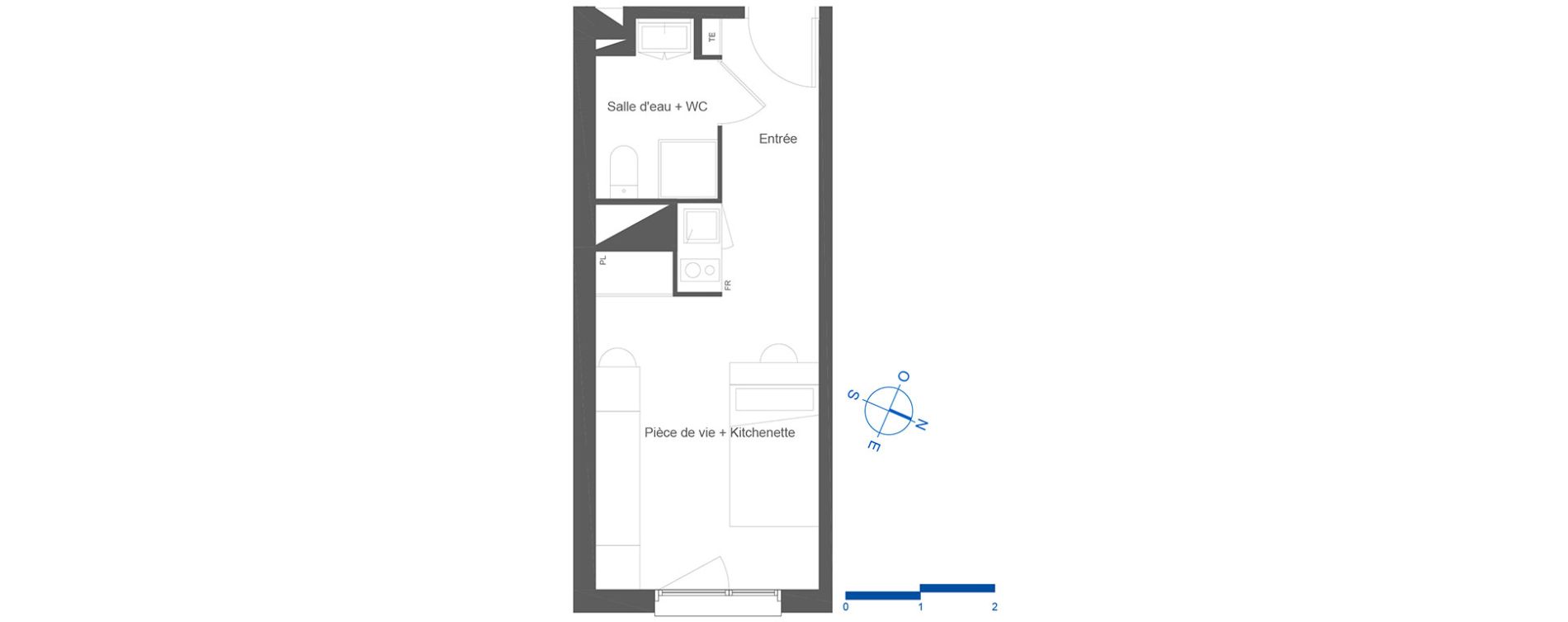 Appartement T1 de 21,80 m2 &agrave; Toulouse La c&eacute;pi&egrave;re