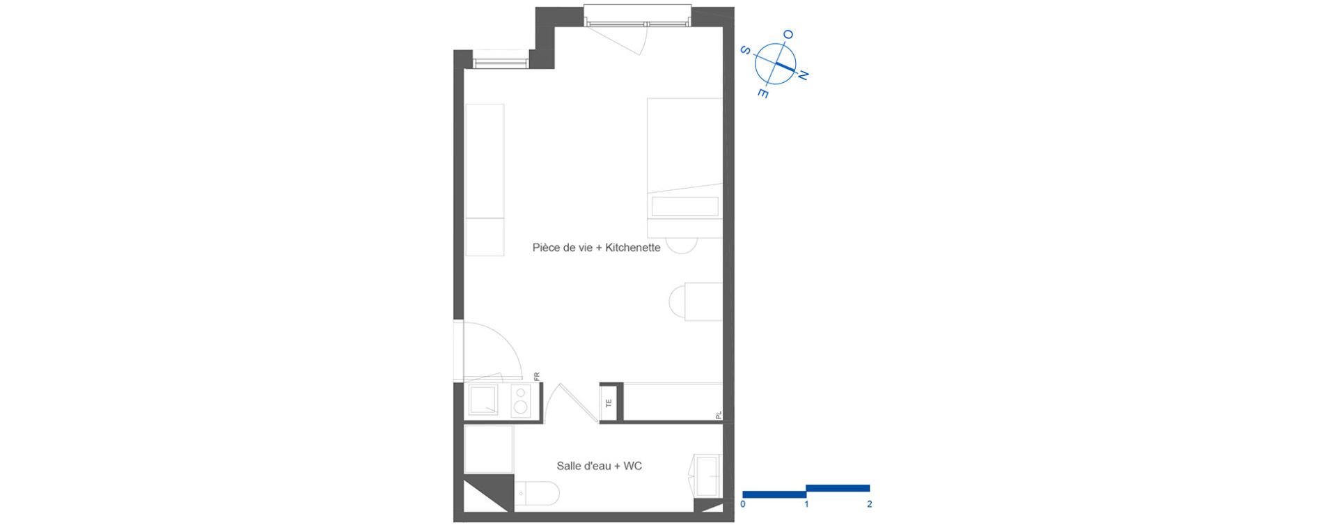 Appartement T1 de 29,60 m2 &agrave; Toulouse La c&eacute;pi&egrave;re