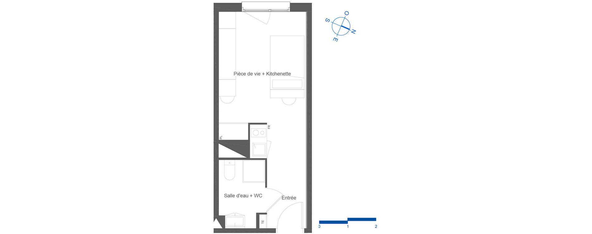 Appartement T1 de 22,70 m2 &agrave; Toulouse La c&eacute;pi&egrave;re