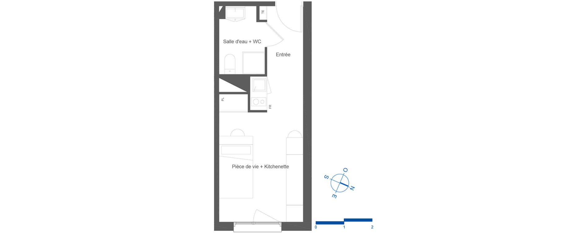 Appartement T1 de 21,73 m2 &agrave; Toulouse La c&eacute;pi&egrave;re