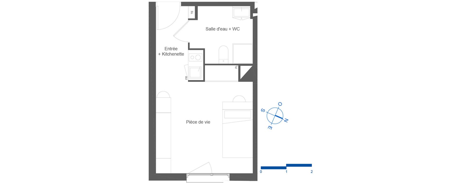 Appartement T1 de 24,50 m2 &agrave; Toulouse La c&eacute;pi&egrave;re
