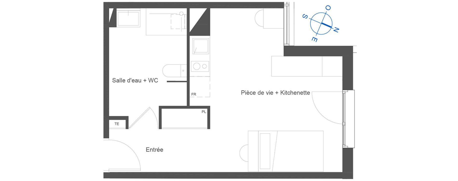 Appartement T1 de 29,40 m2 &agrave; Toulouse La c&eacute;pi&egrave;re