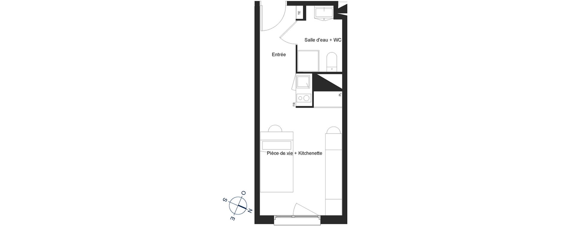 Appartement T1 de 22,00 m2 &agrave; Toulouse La c&eacute;pi&egrave;re