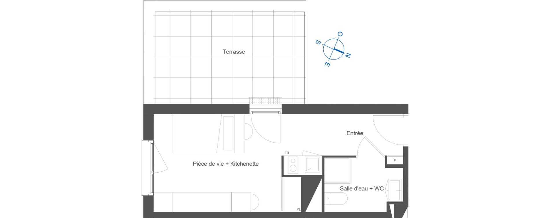 Appartement T1 de 21,95 m2 &agrave; Toulouse La c&eacute;pi&egrave;re