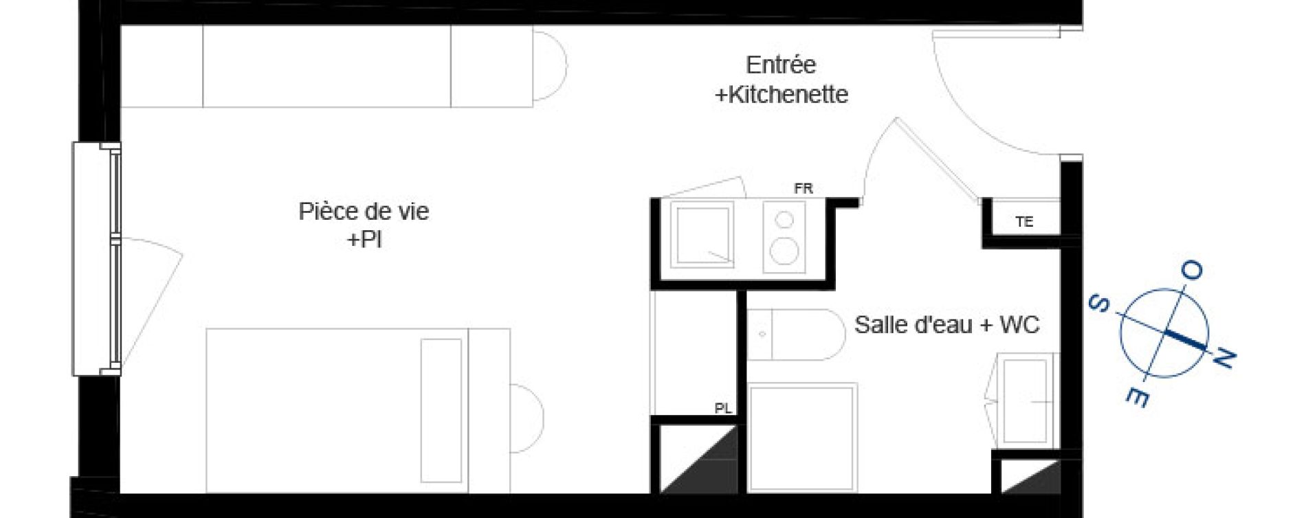 Appartement T1 de 22,35 m2 &agrave; Toulouse La c&eacute;pi&egrave;re