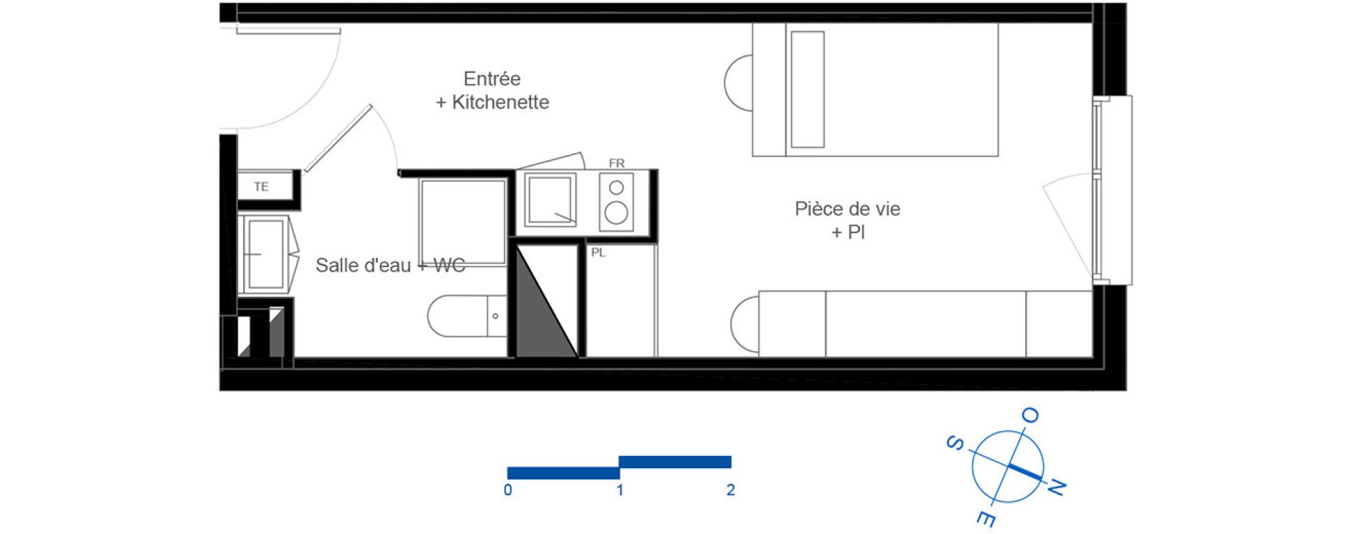 Appartement T1 de 21,70 m2 &agrave; Toulouse La c&eacute;pi&egrave;re