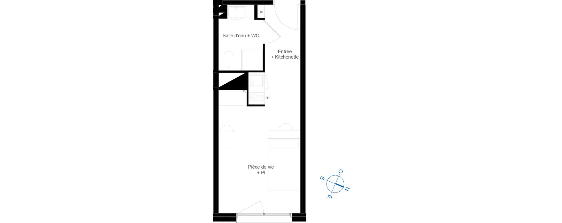 Appartement T1 de 21,90 m2 &agrave; Toulouse La c&eacute;pi&egrave;re