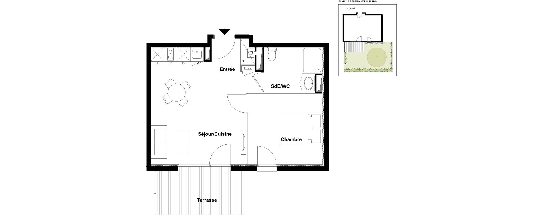 Appartement T2 de 40,83 m2 &agrave; Toulouse Croix daurade