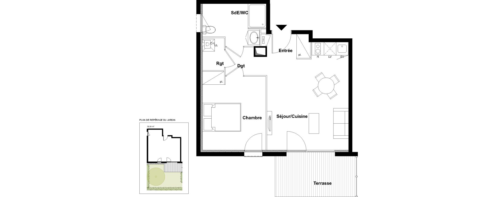 Appartement T2 de 44,07 m2 &agrave; Toulouse Croix daurade
