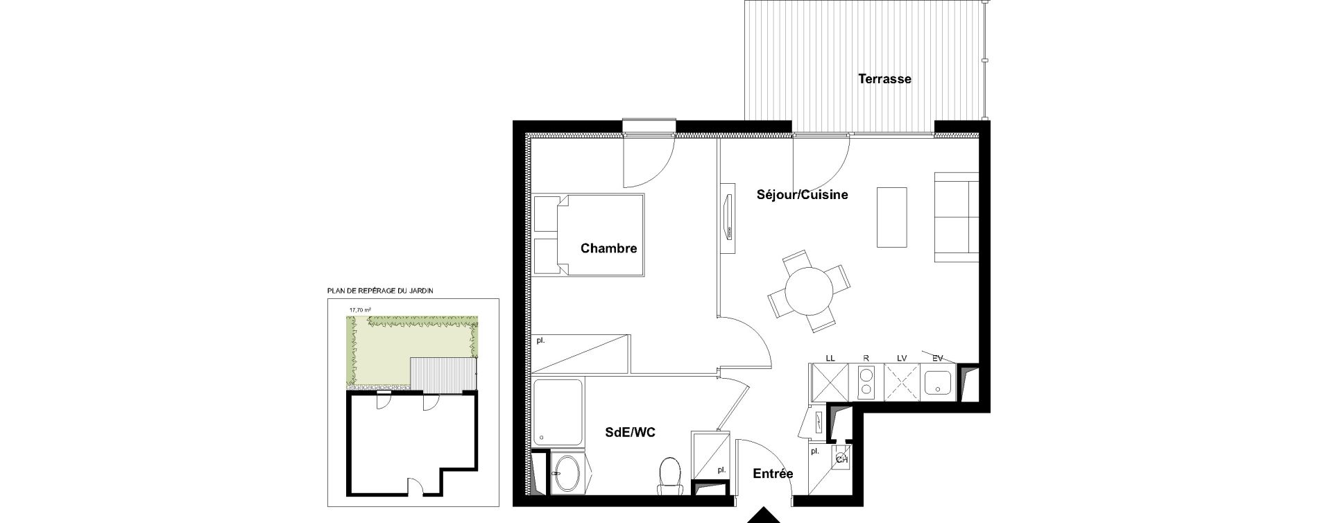 Appartement T2 de 39,35 m2 &agrave; Toulouse Croix daurade