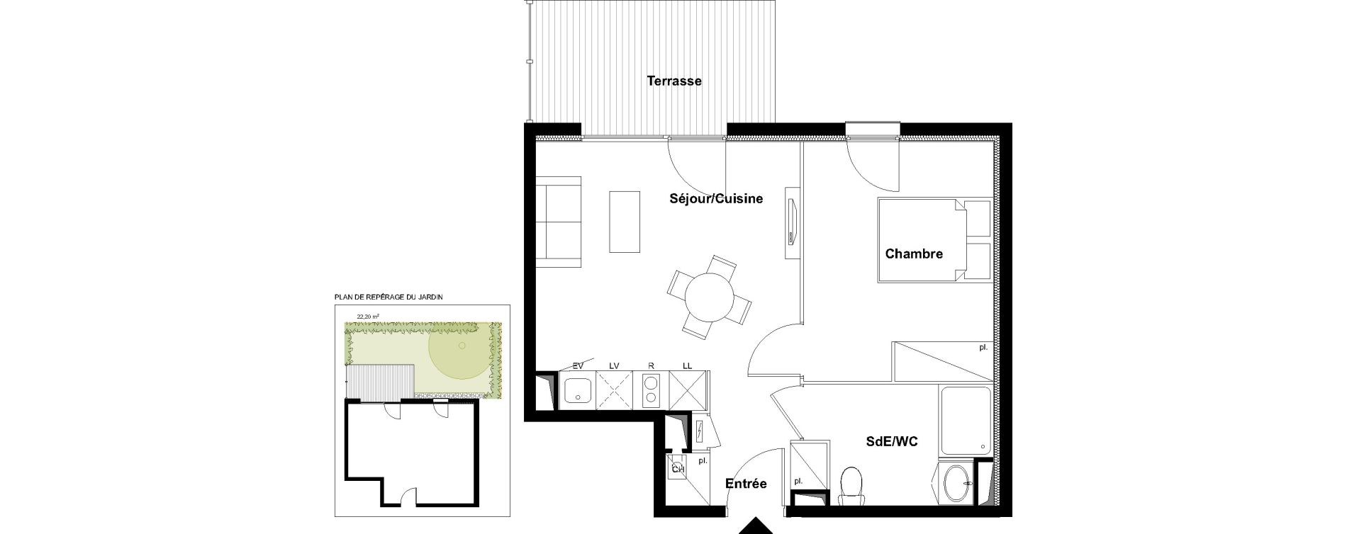 Appartement T2 de 39,95 m2 &agrave; Toulouse Croix daurade