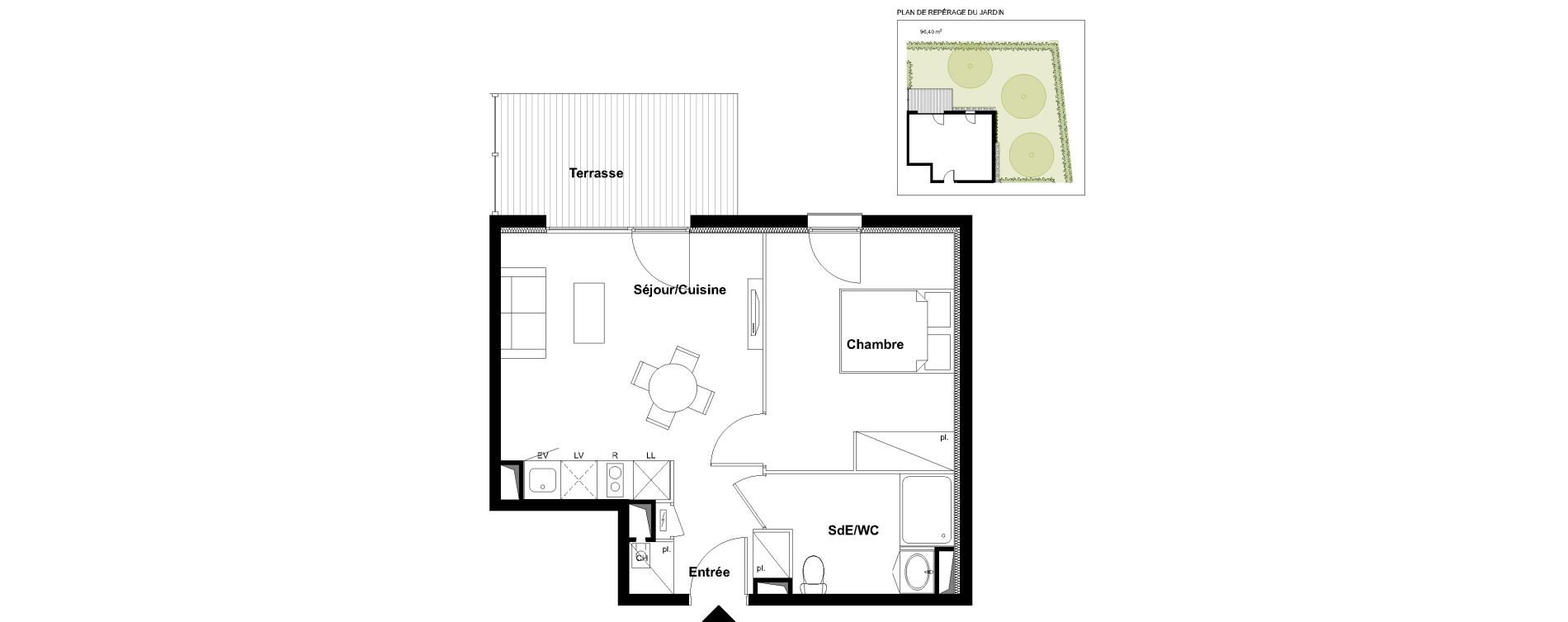 Appartement T2 de 39,95 m2 &agrave; Toulouse Croix daurade