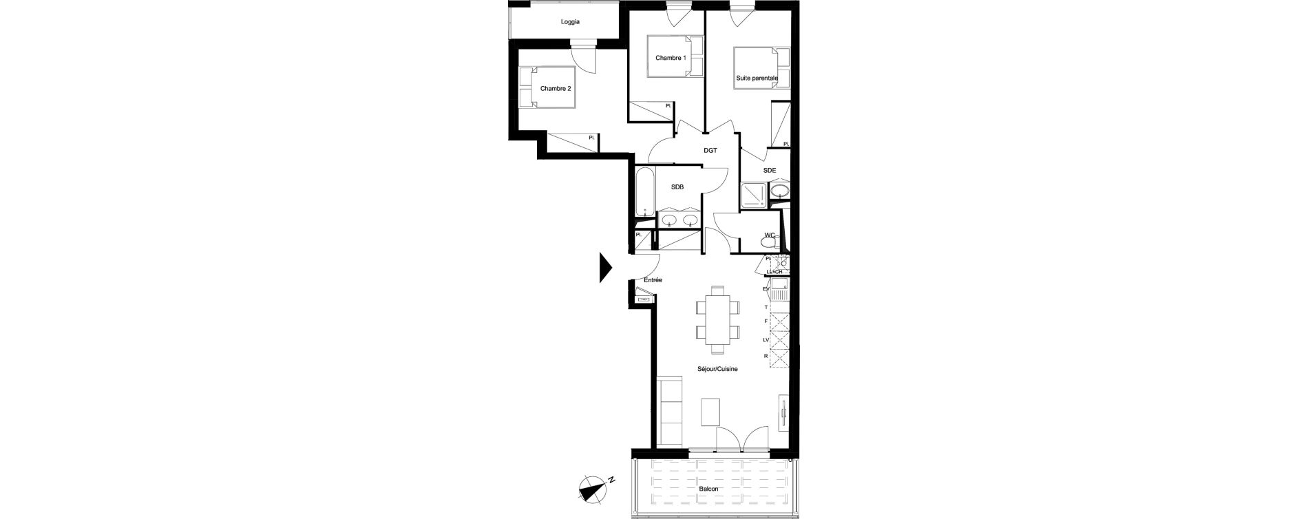 Appartement T4 de 81,67 m2 &agrave; Toulouse Montaudran