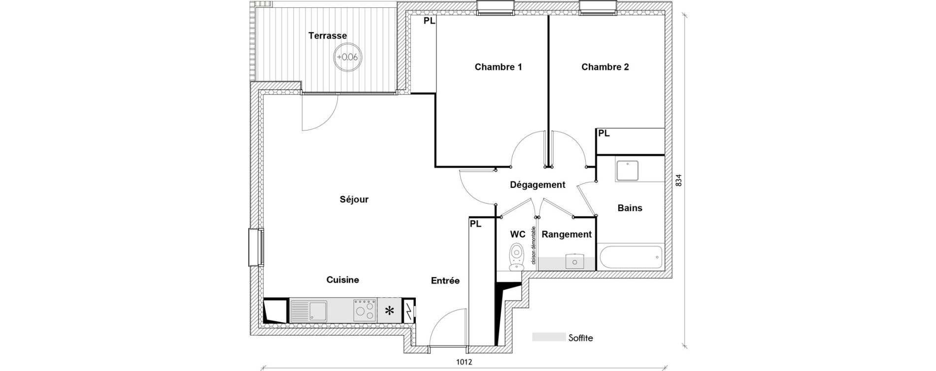 Appartement T3 de 65,06 m2 &agrave; Toulouse Observatoire